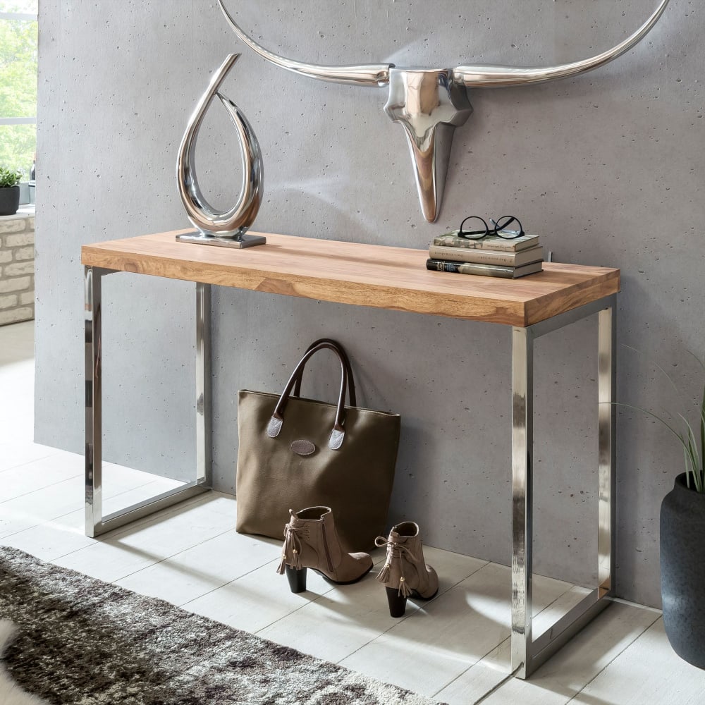 Konsolentisch aus Akazie Massivholz  120x45 cm, Braun - Maisons