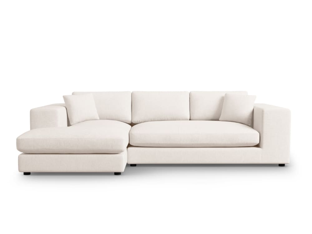 Canapé d'angle gauche 5 places en tissu structurel blanc