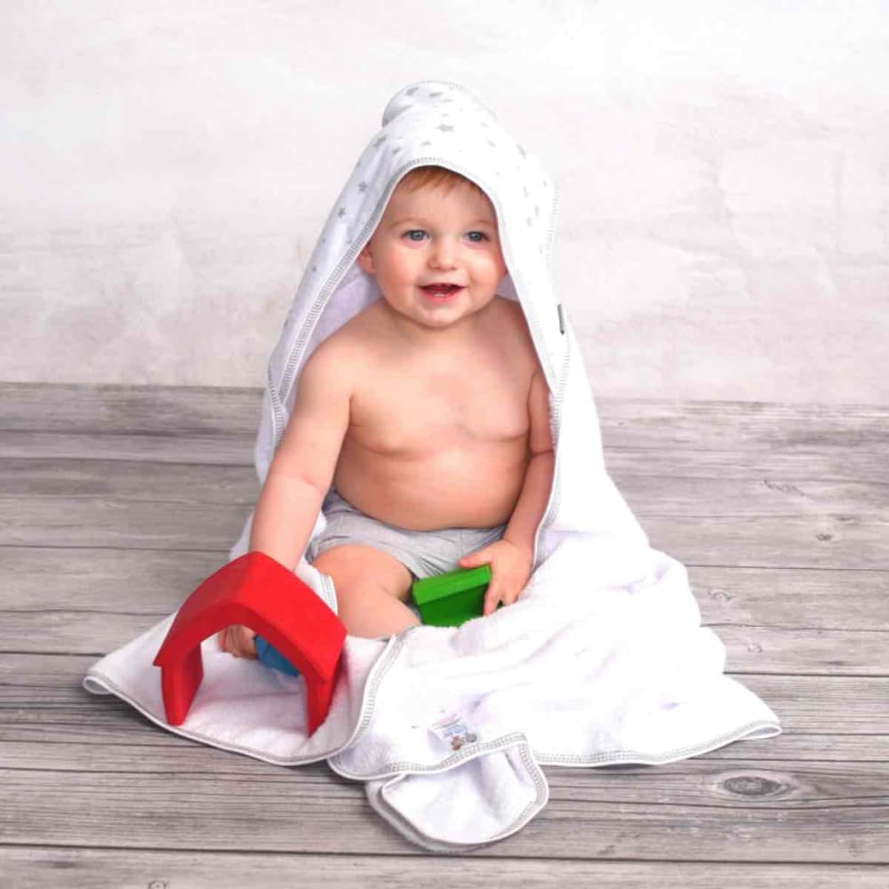 Cape de bain bébé en coton et bambou blanc 75x75 cm - Maisons du Monde