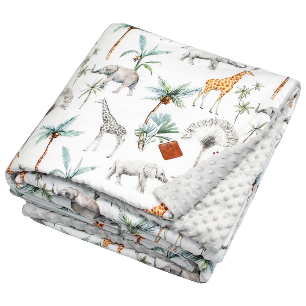 Sevira Kids Großes plaid aus minky safari style exotic Grau Öko-Tex Zertifikat Baumwolle
