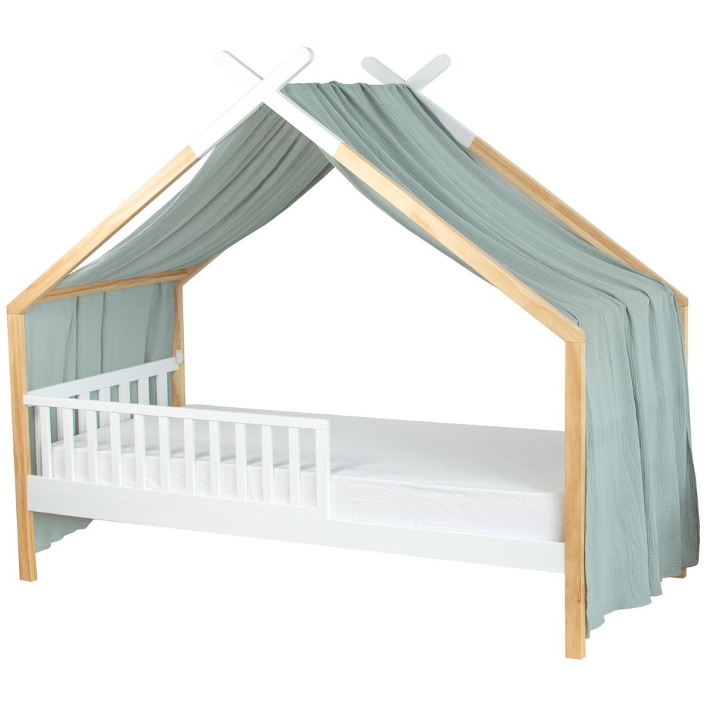 Ciel de lit cabane enfant - gris vert
