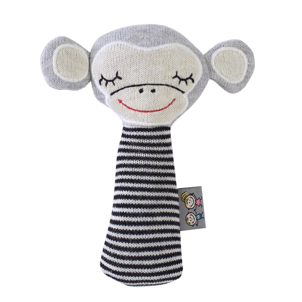Sevira Kids Hochet bébé coton bio gris 14x10 cm style contemporain Gris Certifié Oeko-Tex Coton - 14x10x10cm