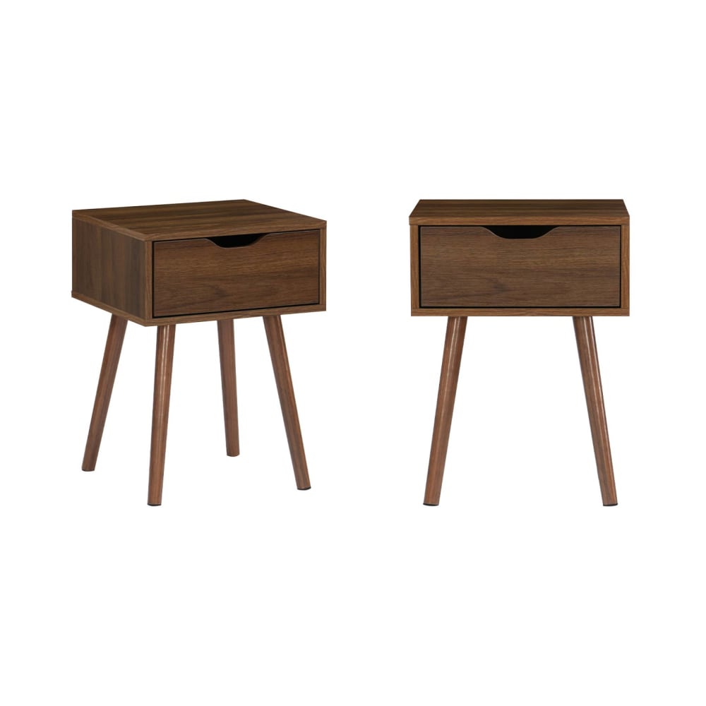 Lot de 2 tables de chevet décor bois teinté noyer
