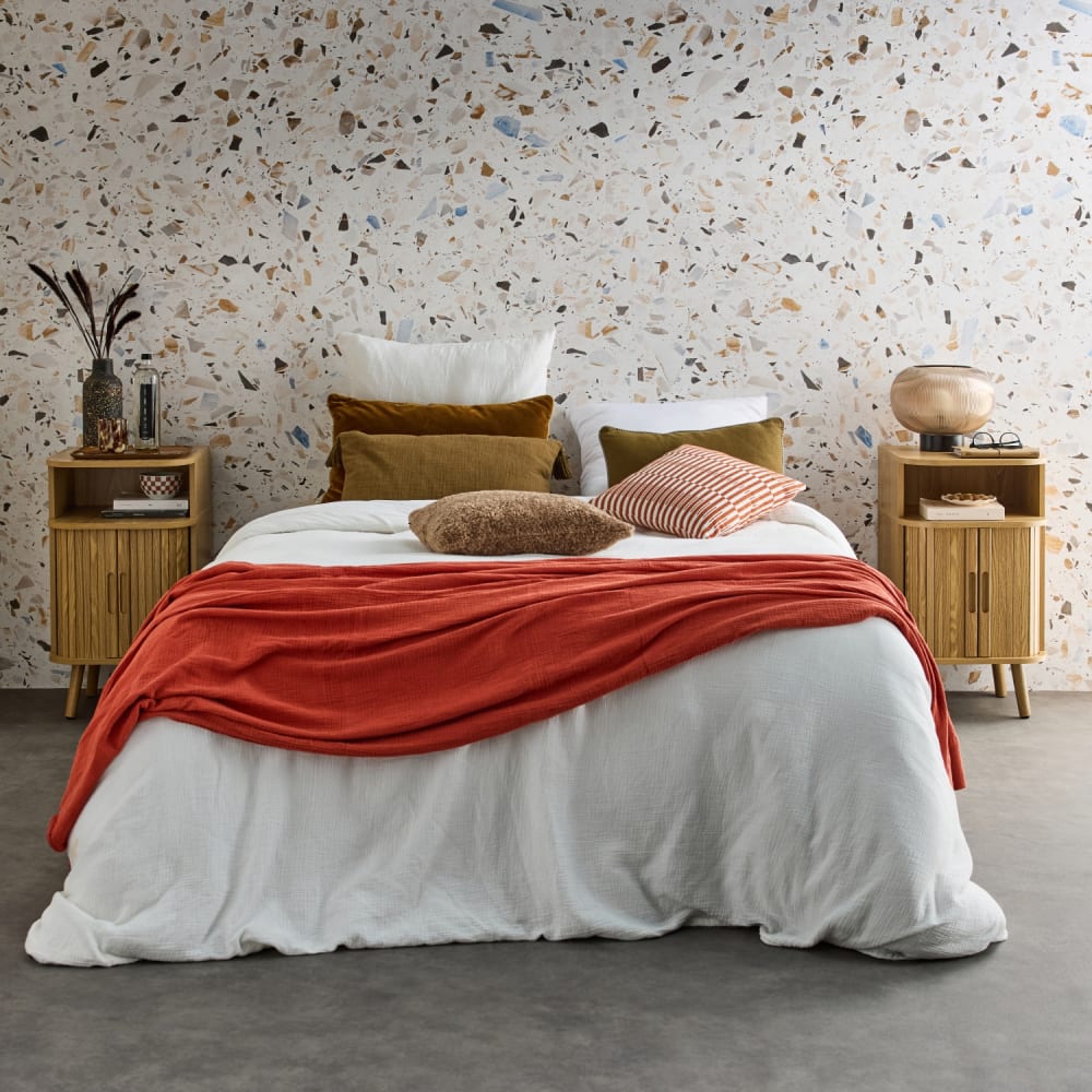 sweeek 2er-Set Nachttischen 2 Schiebetüren + 1 Nische style modern Beige Spanplatte