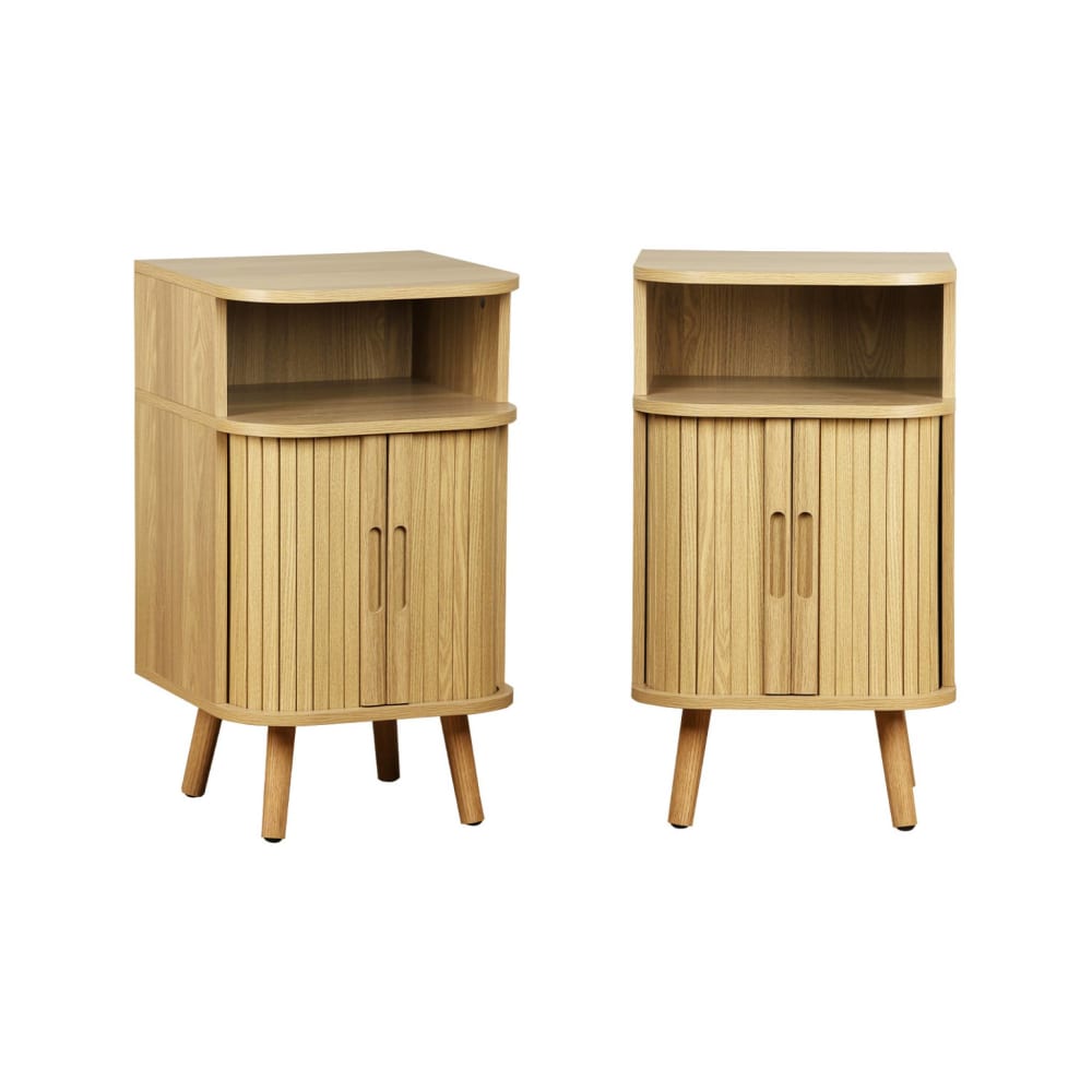 Lot de 2 tables de chevet 2 portes coulissantes + 1 niche - Maisons du Monde