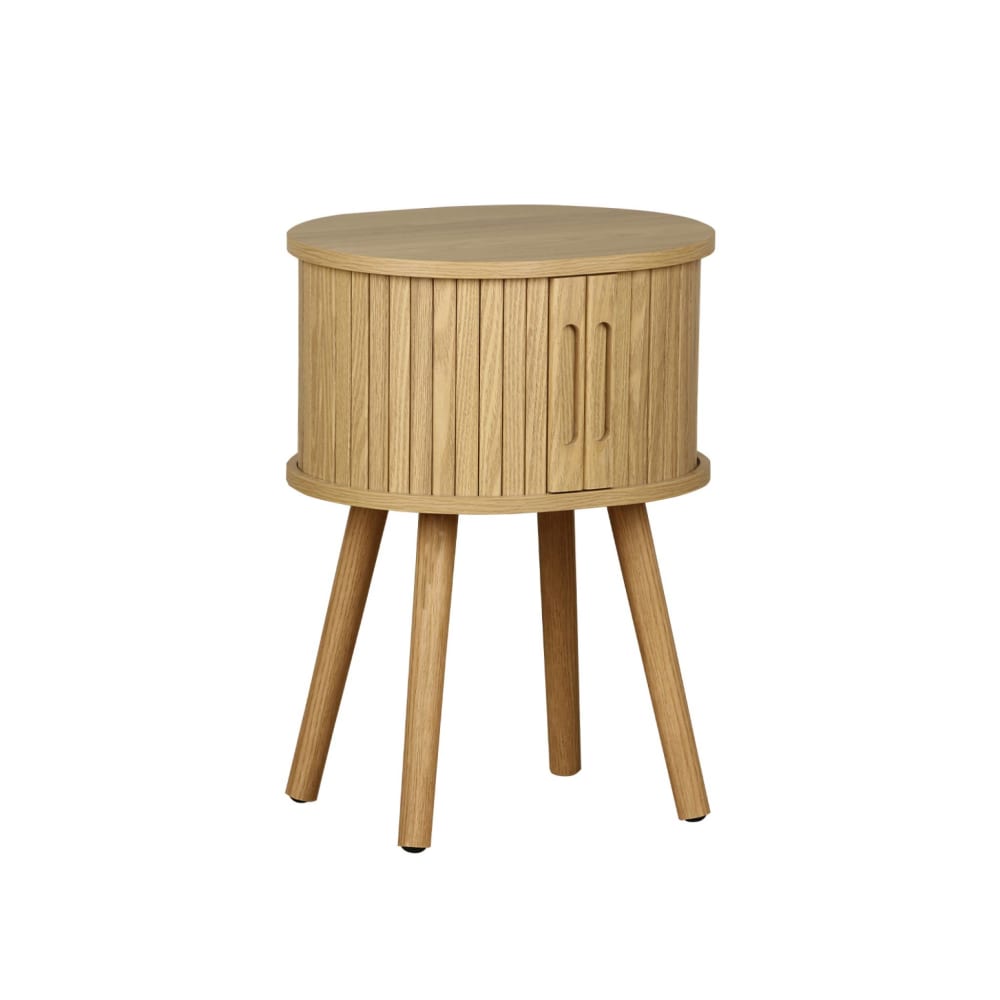 Table de chevet ovale 2 portes coulissantes teinte naturelle