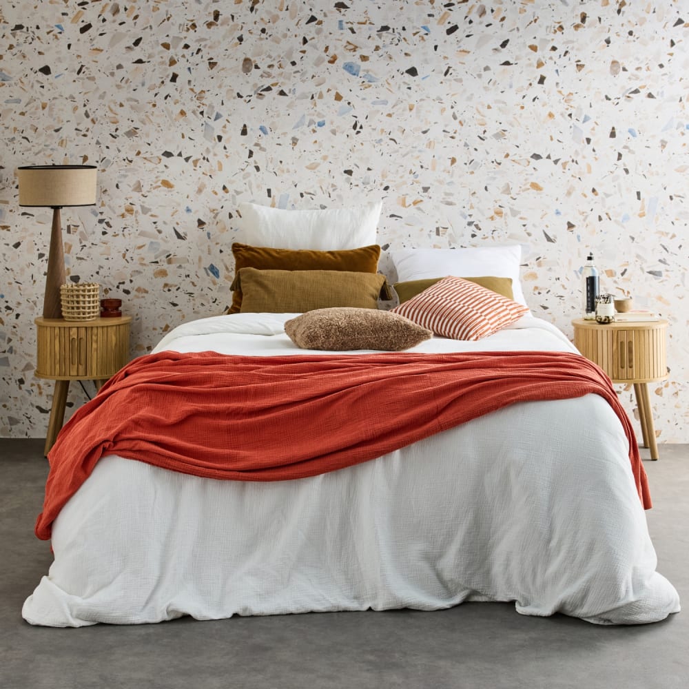 sweeek 2er-Set Nachttische oval 2 Schiebetüren, Naturfarbe style modern Beige Spanplatte