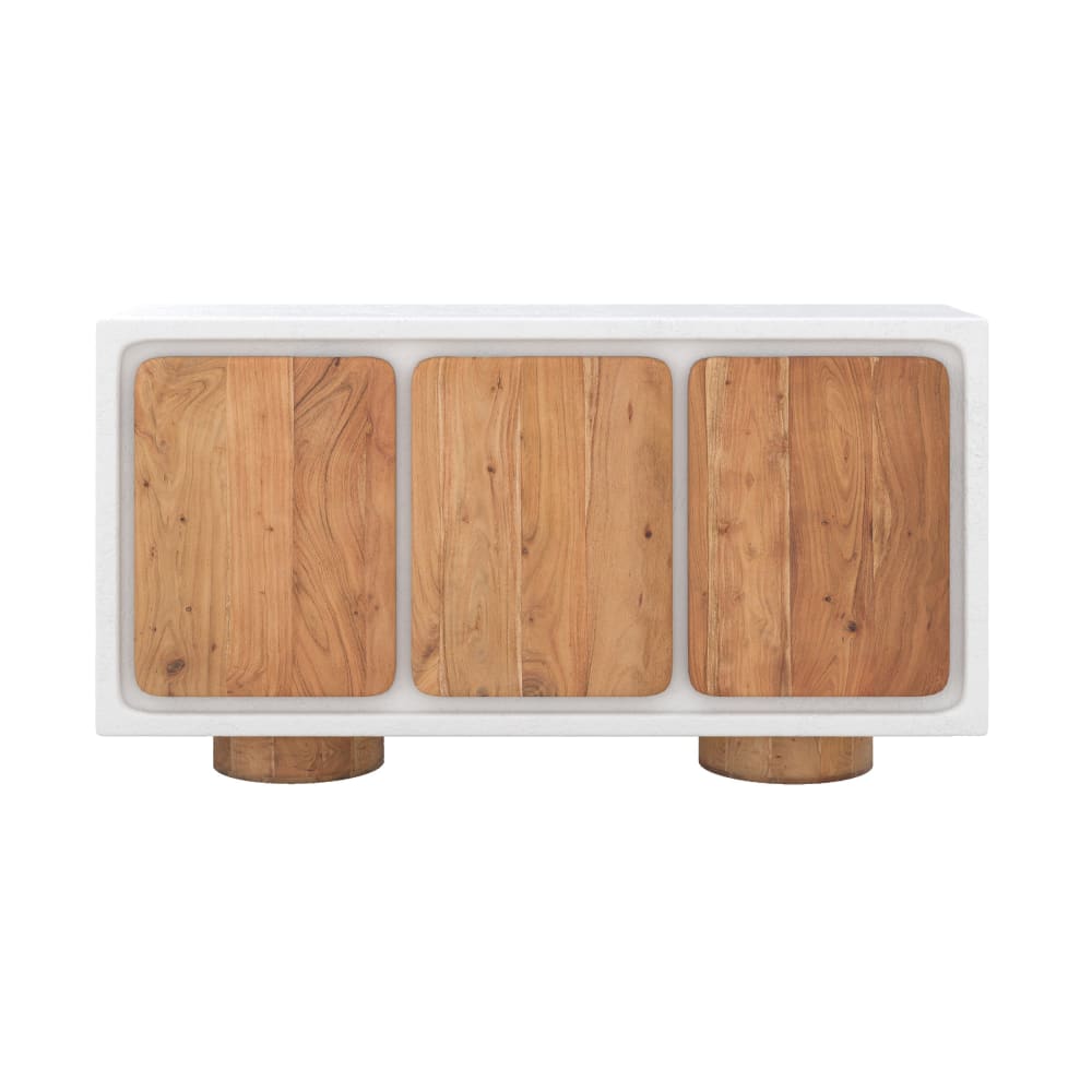 Buffet en béton blanc cassé et bois d'acacia