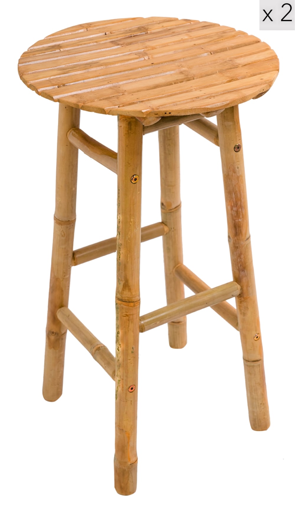 Lot de 2 tabourets de bar en bambou massif