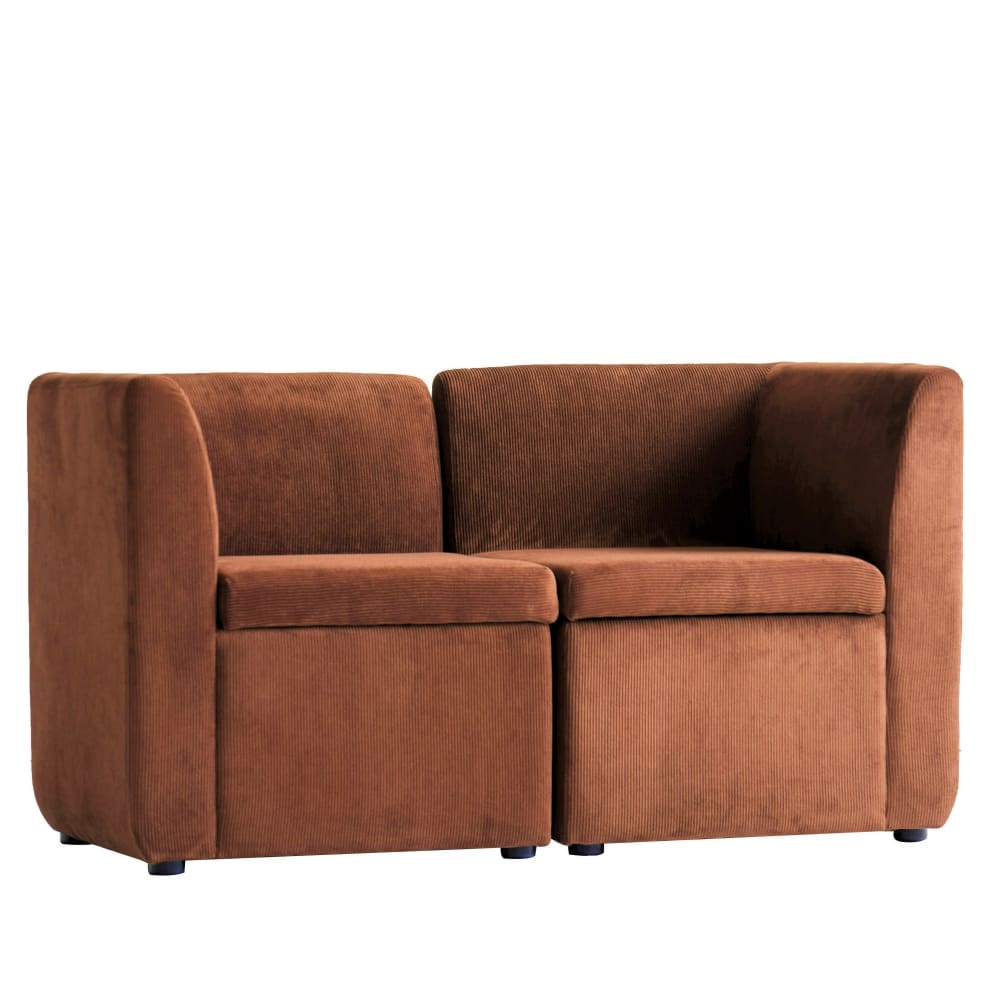 Canapé modulable 2 places en velours côtelé terracotta