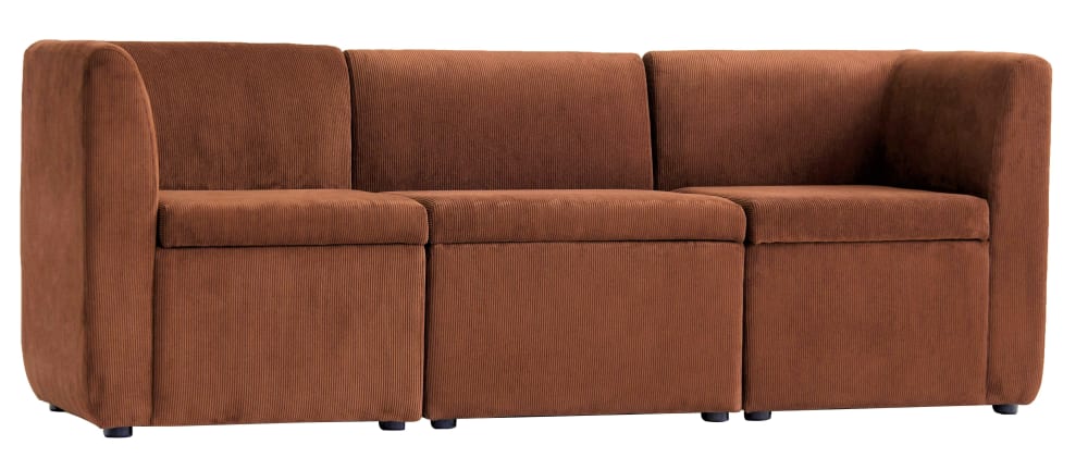 Canapé modulable 3 places en velours côtelé terracotta - Maisons du Monde