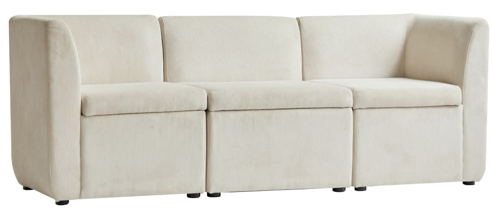 Canapé modulable 3 places en velours côtelé beige - Maisons du Monde