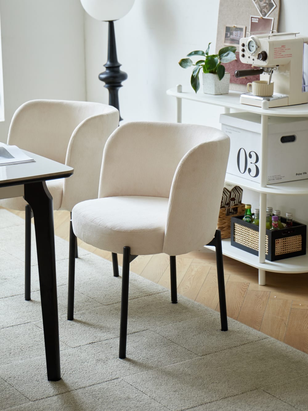 Nordlys Polsterstühle (2er Set) aus Metall und Kord Beige style modern Beige Öko-Tex Zertifikat Stoff