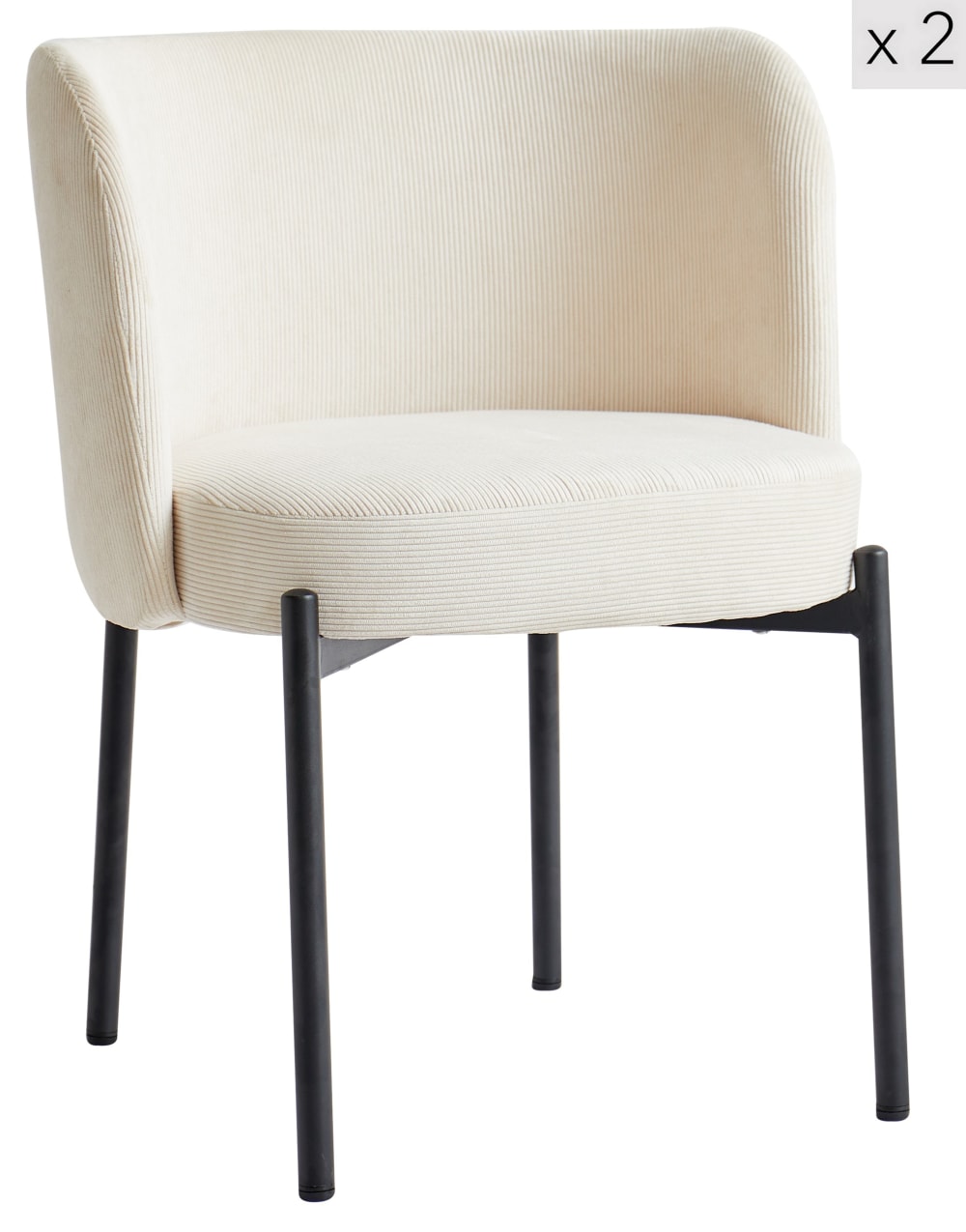 Polsterstühle (2er Set) aus Metall und Kord Beige - Maisons Du