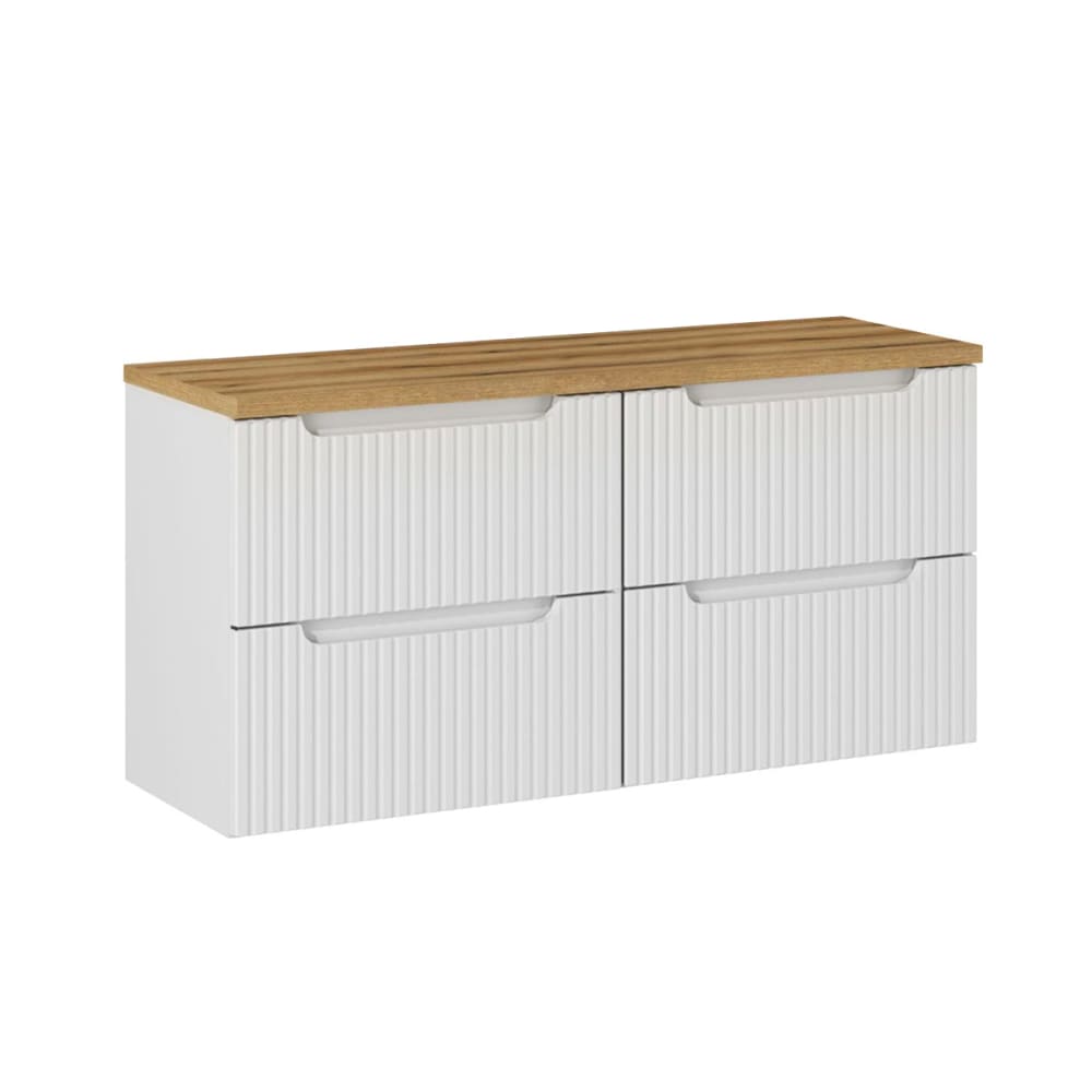 Petits meubles Waschbeckenunterschrank 120cm Melamin Weiß und Holz Weiß Spanplatte