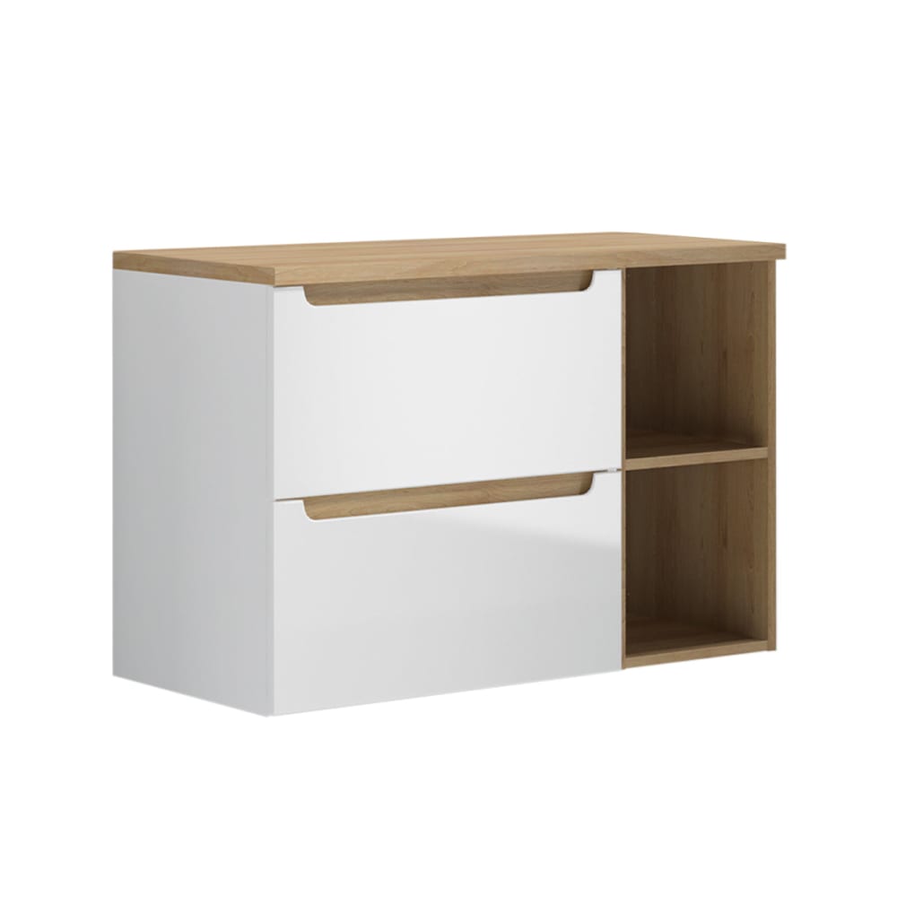 Petits meubles Waschbeckenunterschrank 90cm MDF Weiß Weiß Spanplatte