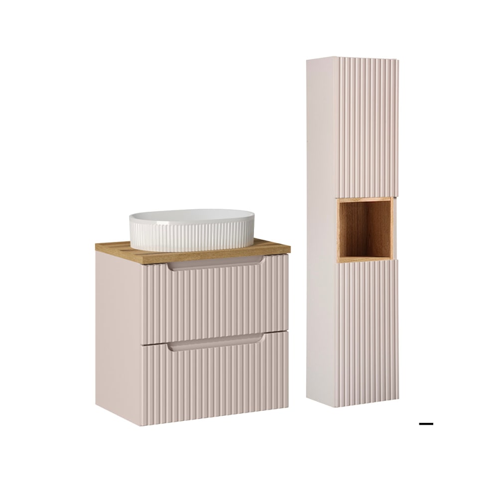 Waschtisch 60cm mit 2 Schubladen Melamin Kaschmir - Maisons Du