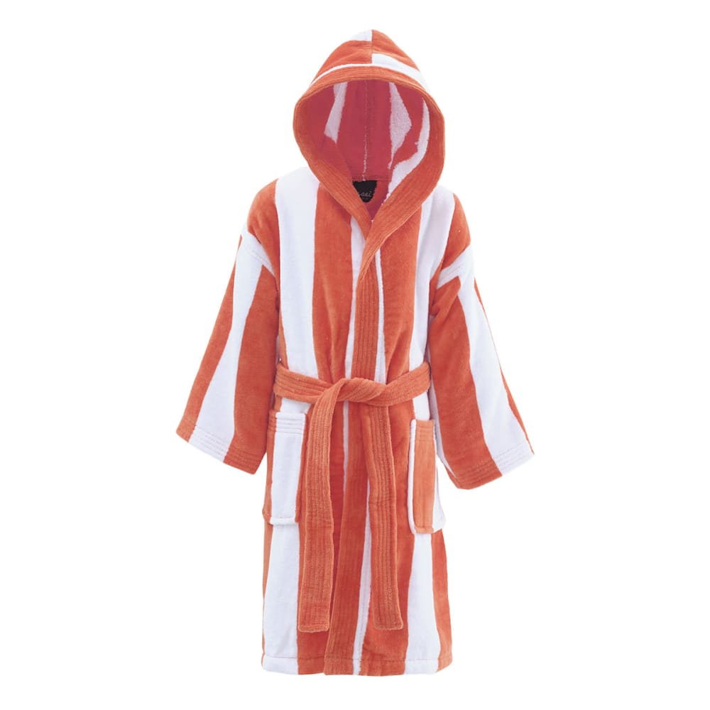 Ppeignoir enfant à capuche rayé velours corail 03/04 ans Ppeignoir enfant à capuche rayé velours corail 03/04 ans