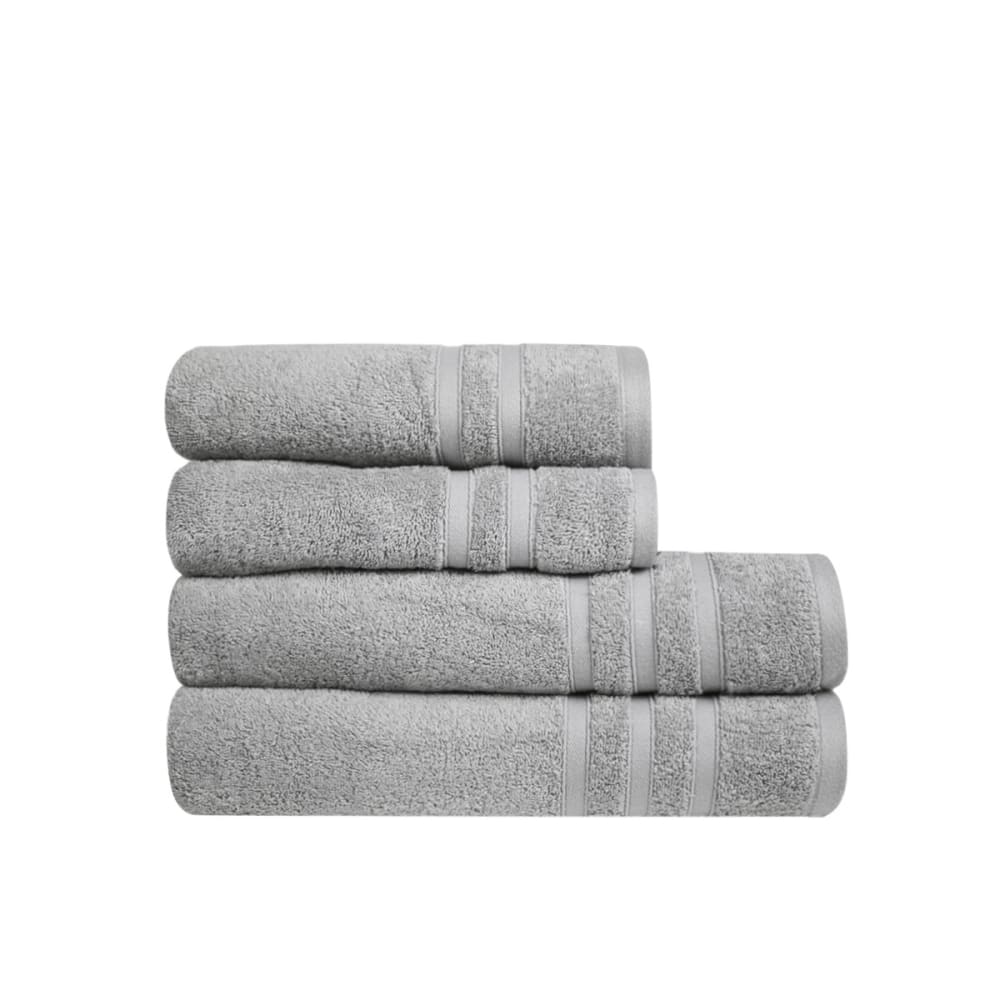 Sensei Maison Ensemble de bain 4 pièces coton bio gris perle Certifié Oeko-Tex