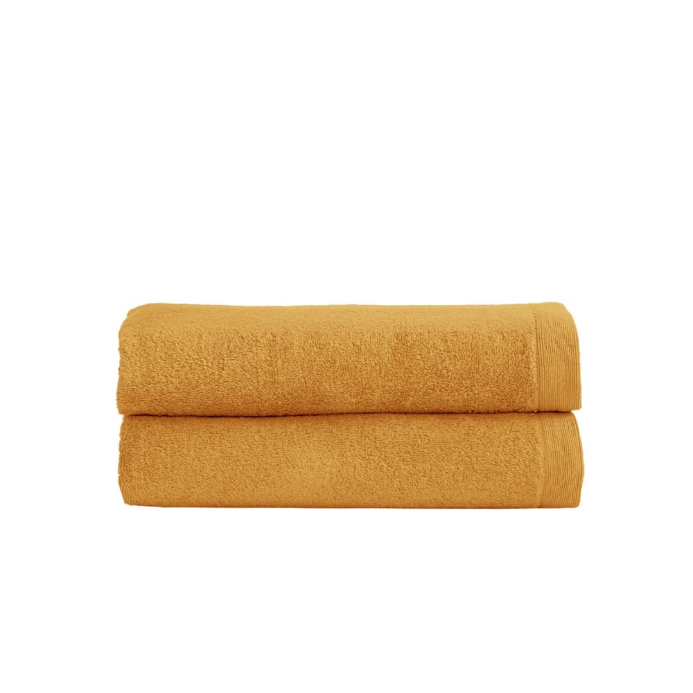 Llot de 2 serviettes de toilette 500 g/m² caramel 50x90 cm
