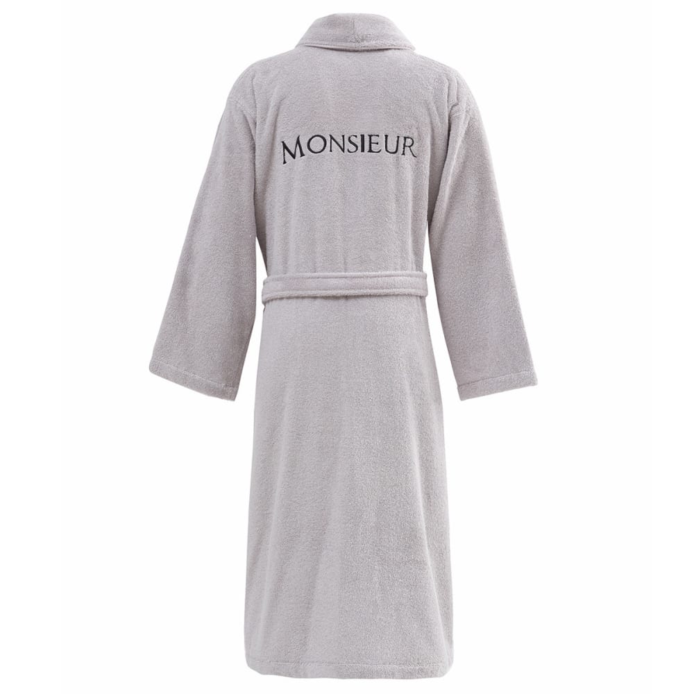 Peignoir brodé col châle 420 g/m²  gris cendré S