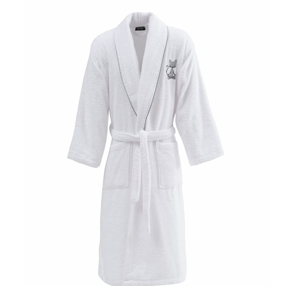 Ppeignoir brodé col châle 420 g/m² blanc xl