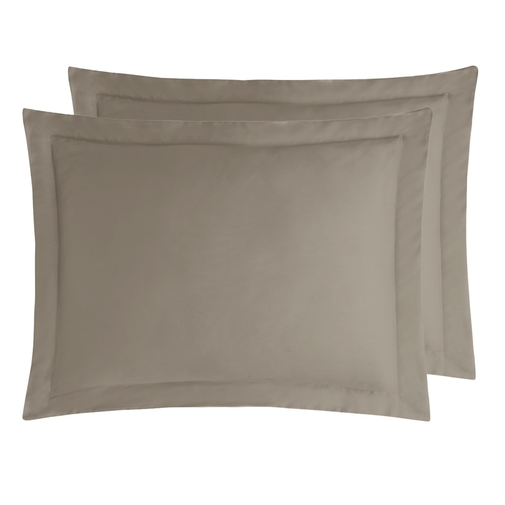 2 taies d'oreiller en satin de coton Taupe 50x70 cm