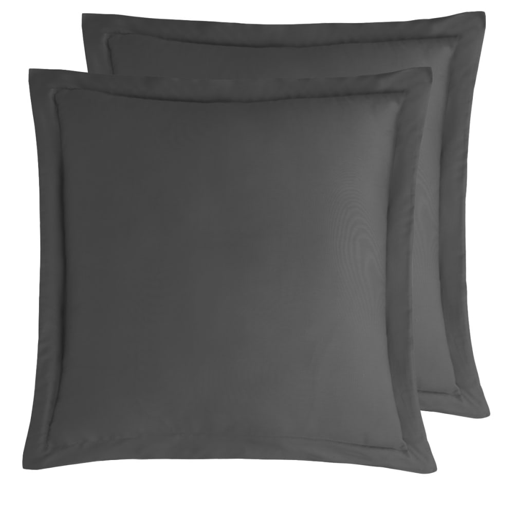 2 taies d'oreiller en satin de coton Anthracite 65x65 cm
