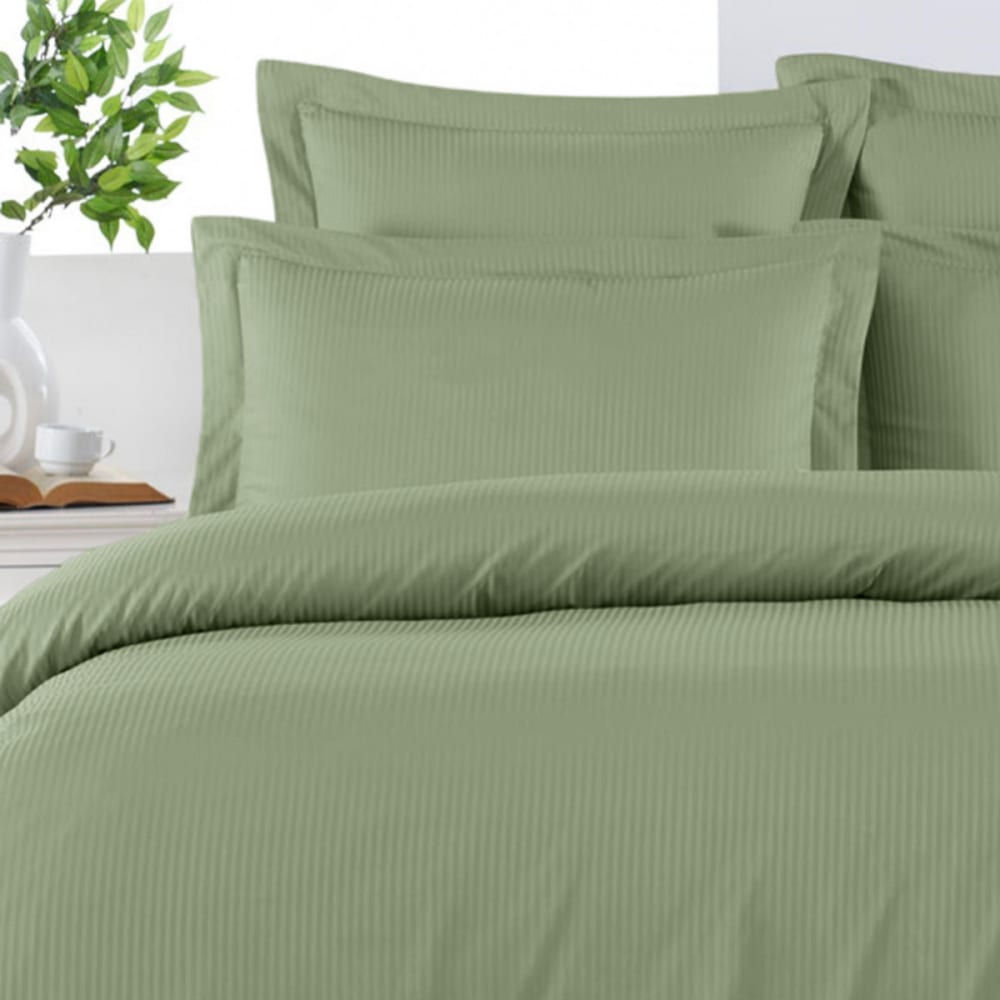 2 taies d'oreiller rayées en satin de coton sauge 50x70 cm - Maisons du Monde
