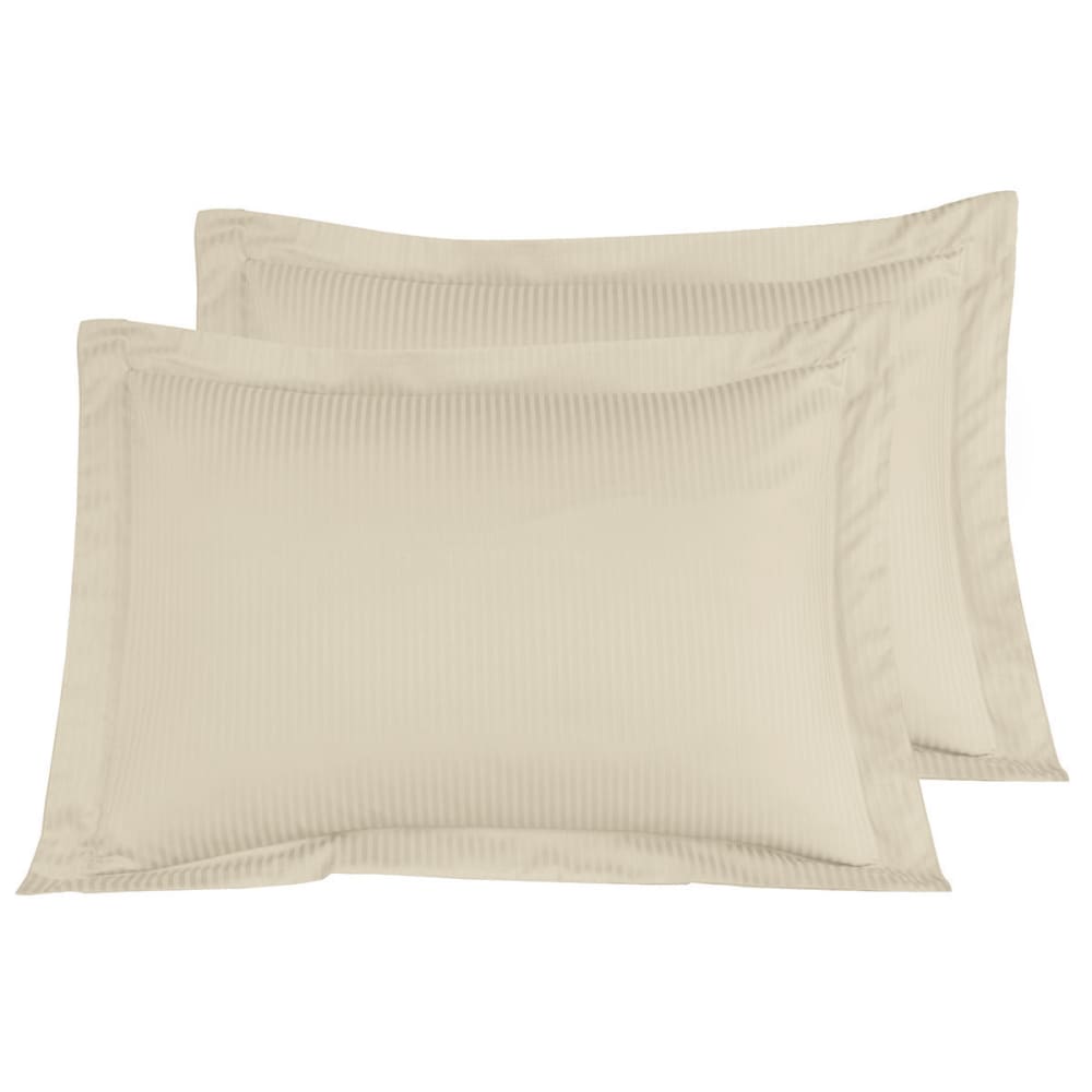2 taies d'oreiller rayées en satin de coton ficelle 50x70 cm