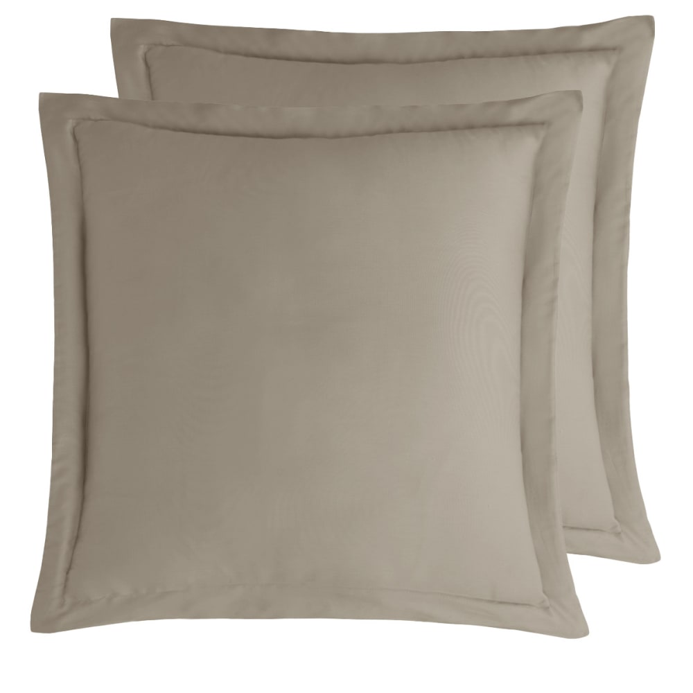 2 taies d'oreiller en satin de coton Taupe 65x65 cm