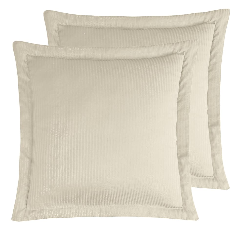 2 taies d'oreiller rayées en satin de coton Ficelle 65x65 cm