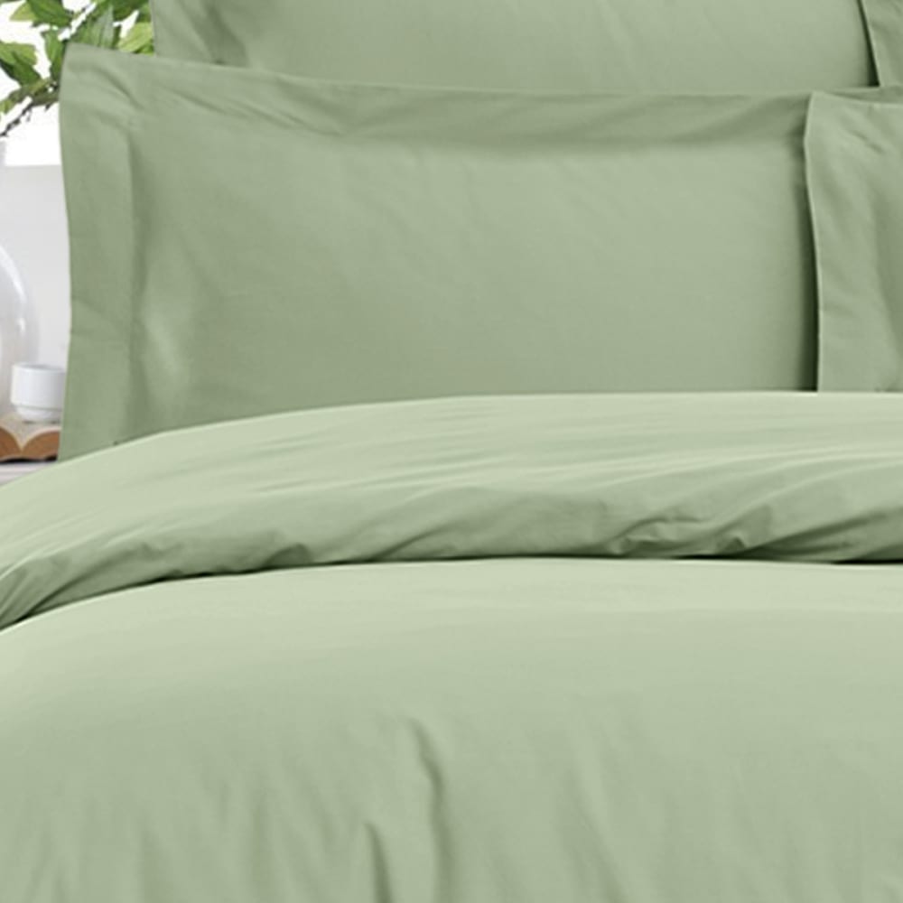 Drap housse satin de coton bonnet 40 cm sauge 180x200 cm — vue 3