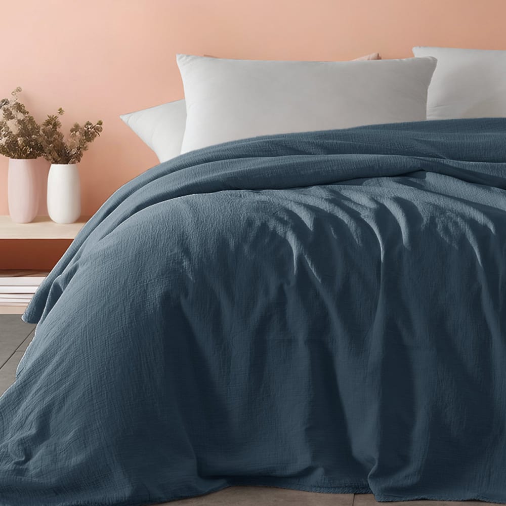 Couvre lit gaze de coton  indigo 240x260 cm