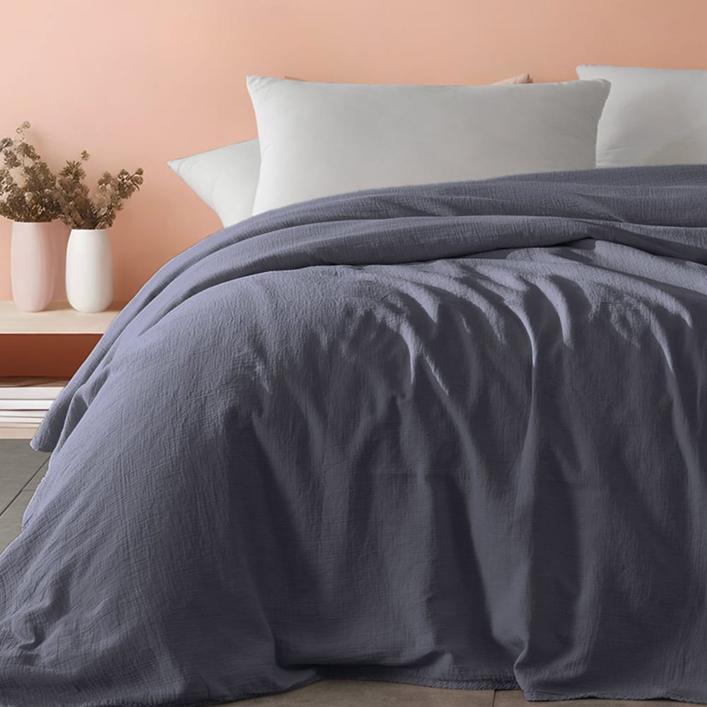Couvre lit gaze de coton  ardoise 240x260 cm