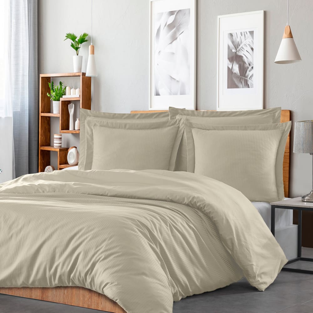 Housse de couette rayée réversible en satin ficelle 200x200 cm — vue 3