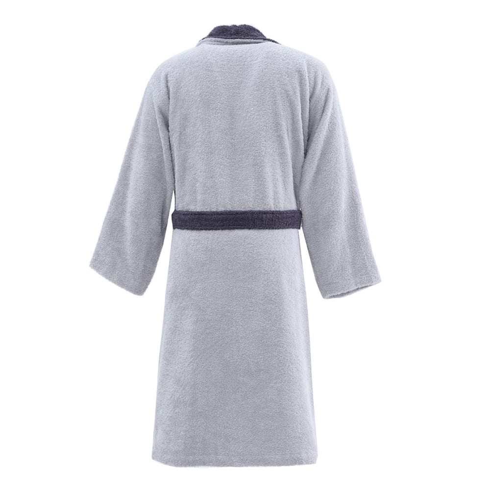 Peignoir  mixte col châle bicolore 450 g/m²  gris cendré/bleu nuit L