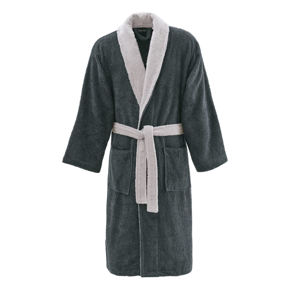 Ppeignoir  mixte col châle bicolore 450 g/m² noir/sable xl