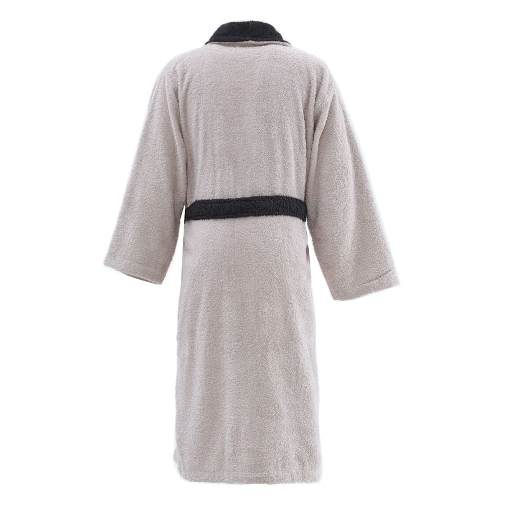 Peignoir  mixte col châle bicolore 450 g/m²  sable/noir XL - Maisons du Monde