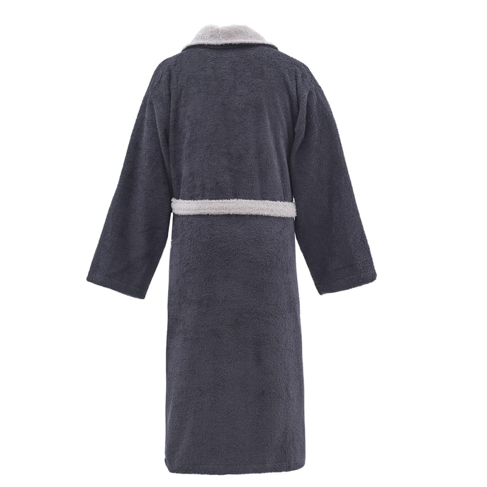 Peignoir  mixte col châle bicolore 450 g/m²  bleu nuit/gris cendré L