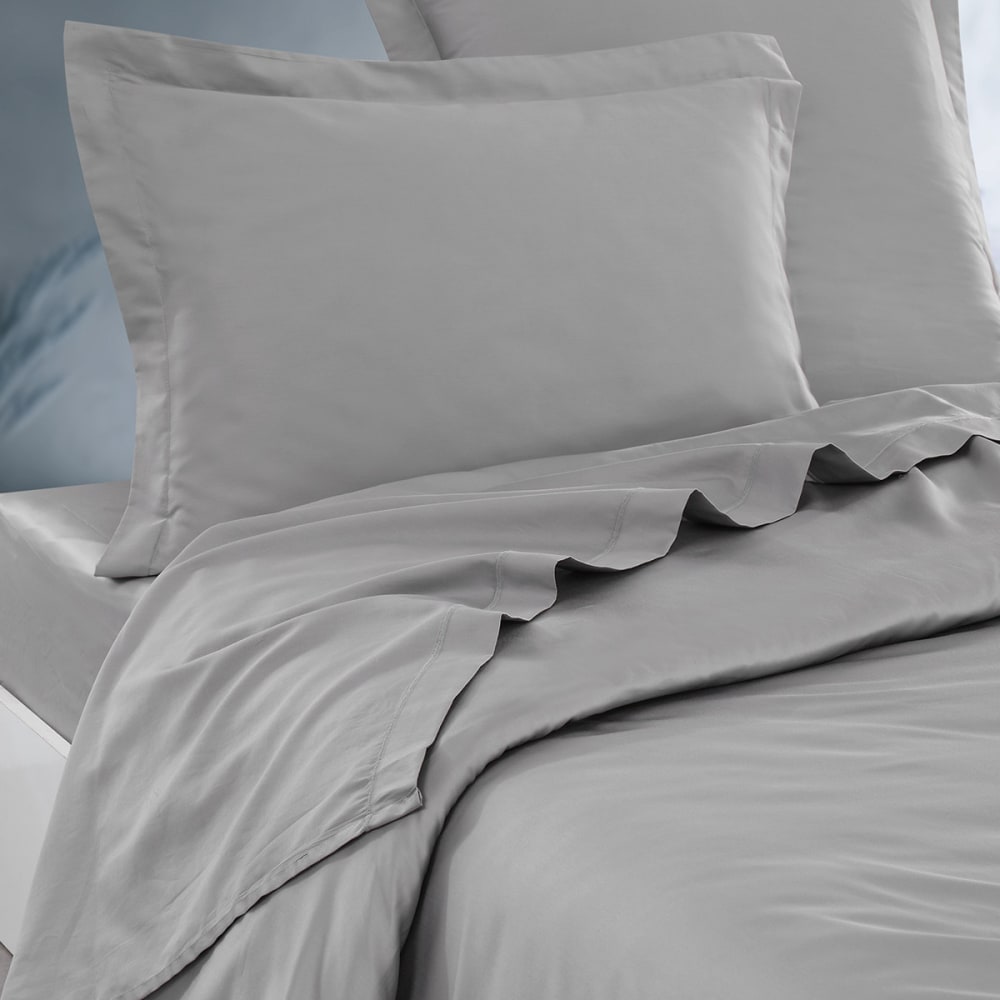 Drap plat en satin de coton 120 fils  gris acier 270x300 cm