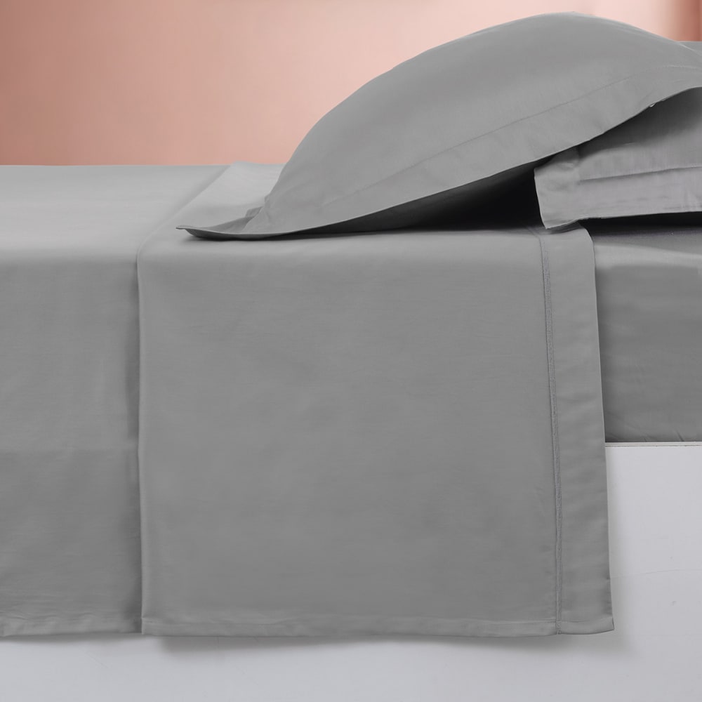 Ddrap plat en satin de coton 120 fils gris acier 240x300 cm - Maisons du Monde