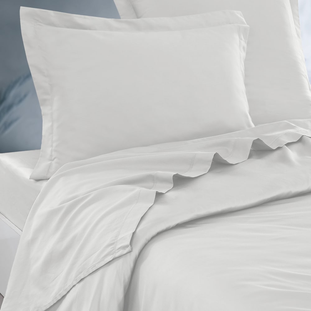 Drap plat en satin de coton 120 fils  blanc 180x290 cm