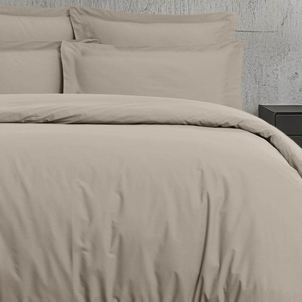 Housse de couette en satin de coton 120 fils  taupe 260x240 cm - Maisons du Monde