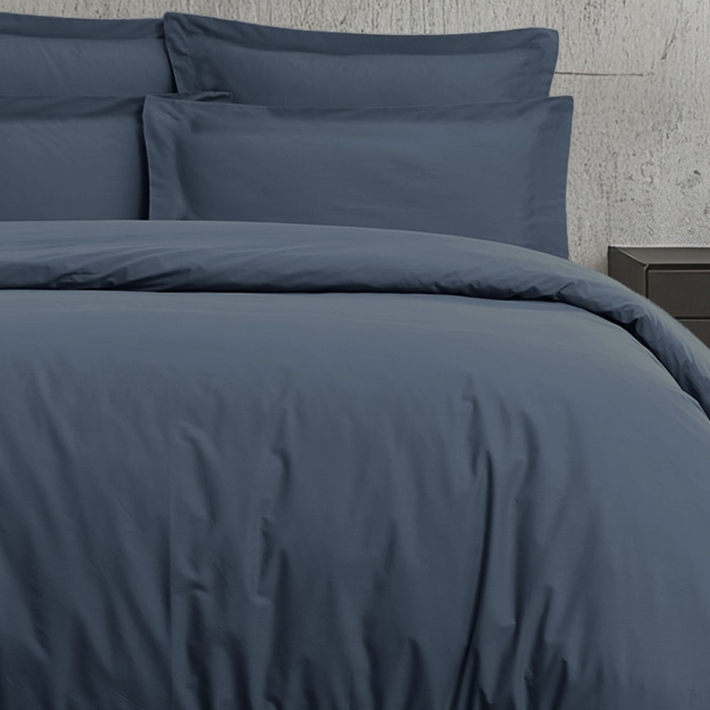 Housse de couette en satin de coton 120 fils  marine 200x200 cm - Maisons du Monde