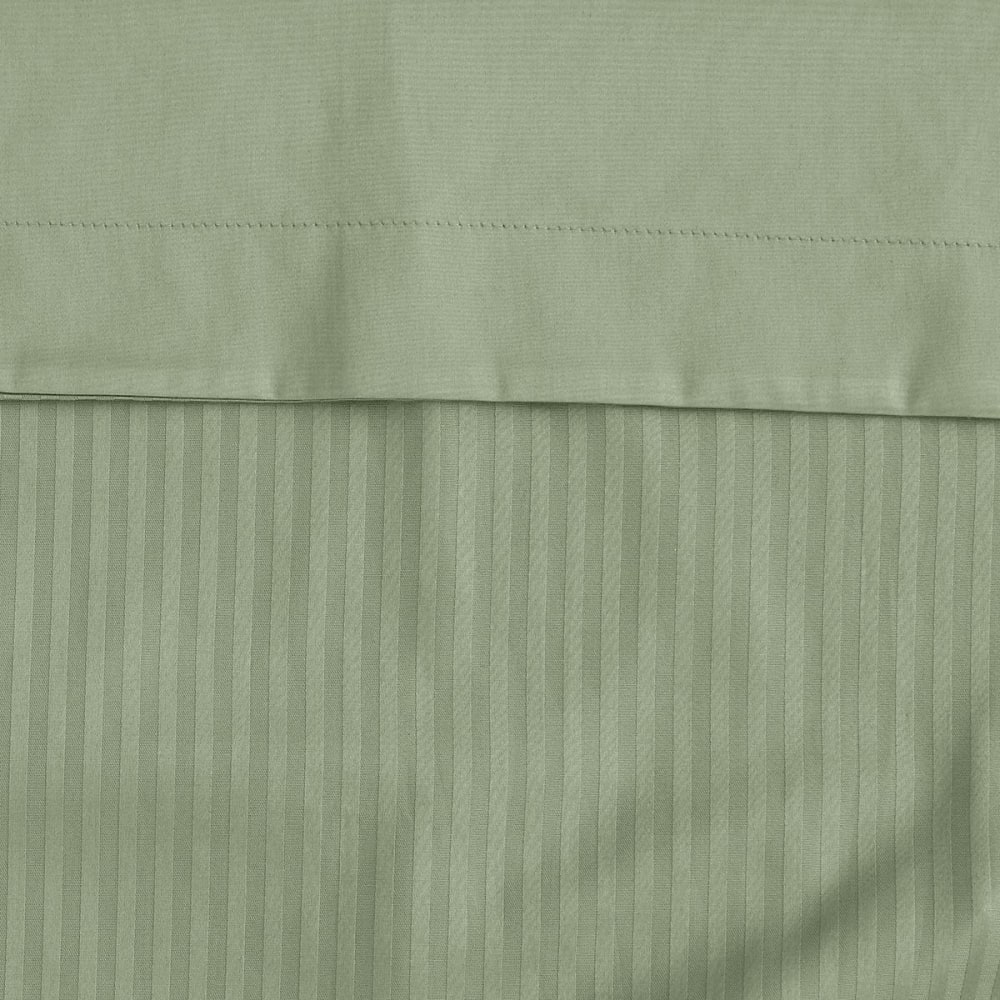 Housse de couette rayée réversible en satin sauge 200x200 cm — vue 4