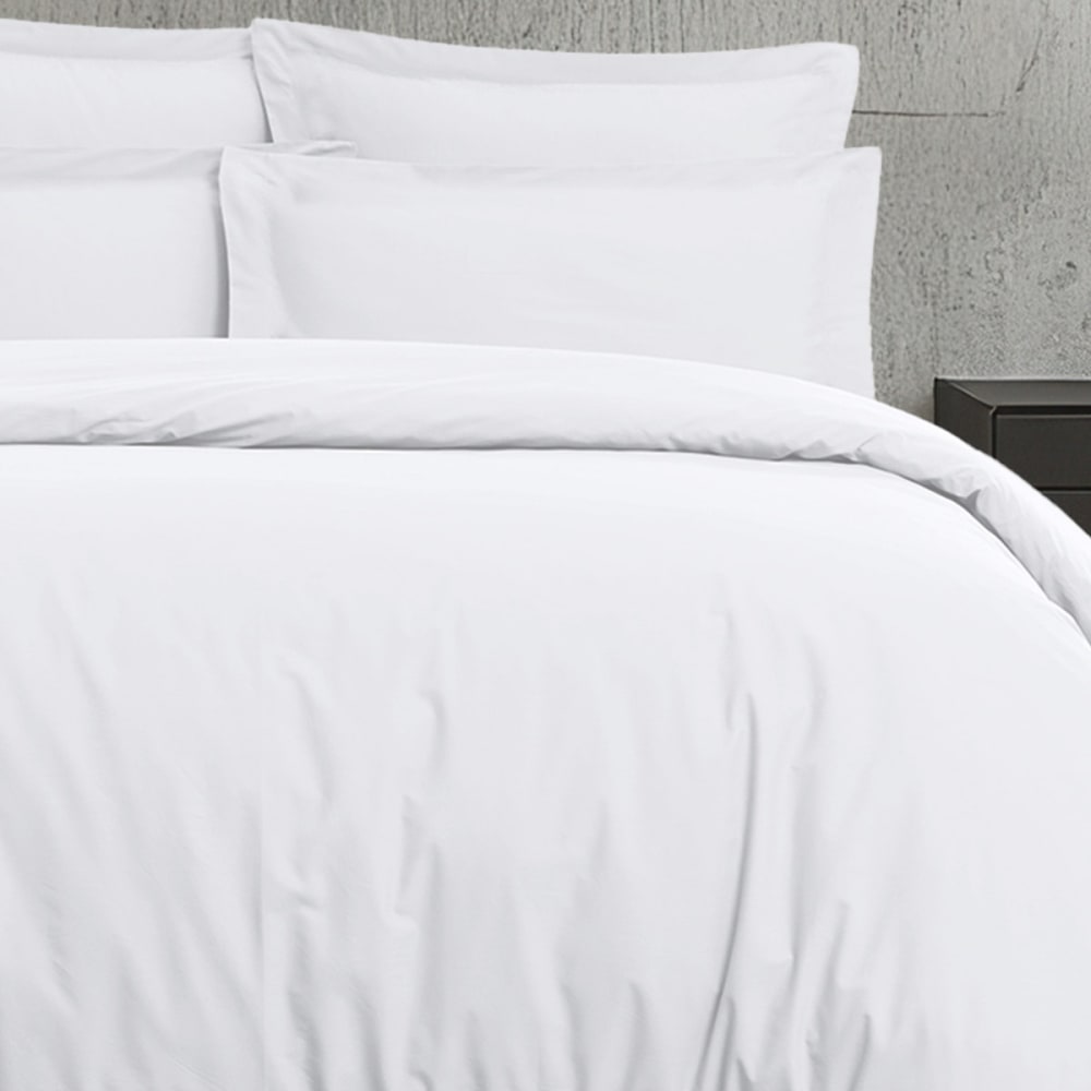 Housse de couette en satin de coton 120 fils  blanc 260x240 cm - Maisons du Monde