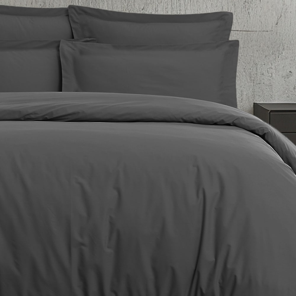 Housse de couette en satin de coton 120 fils  anthracite 240x220 cm - Maisons du Monde