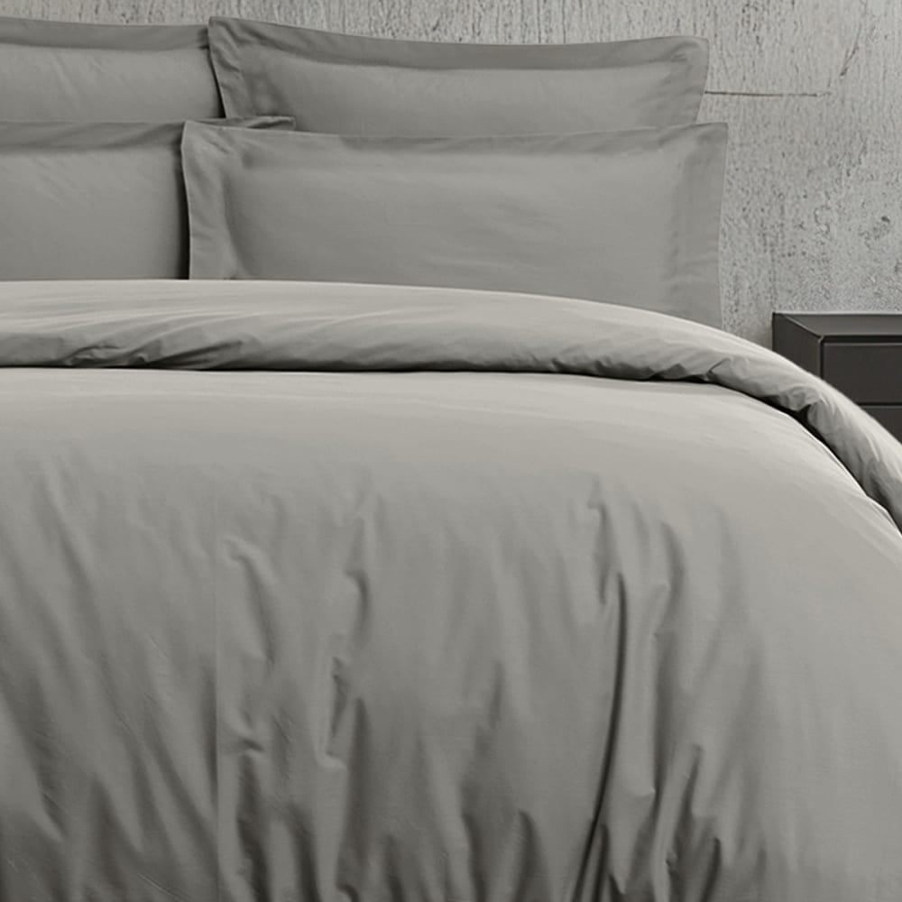 Housse de couette en satin de coton 120 fils  gris acier 200x200 cm - Maisons du Monde