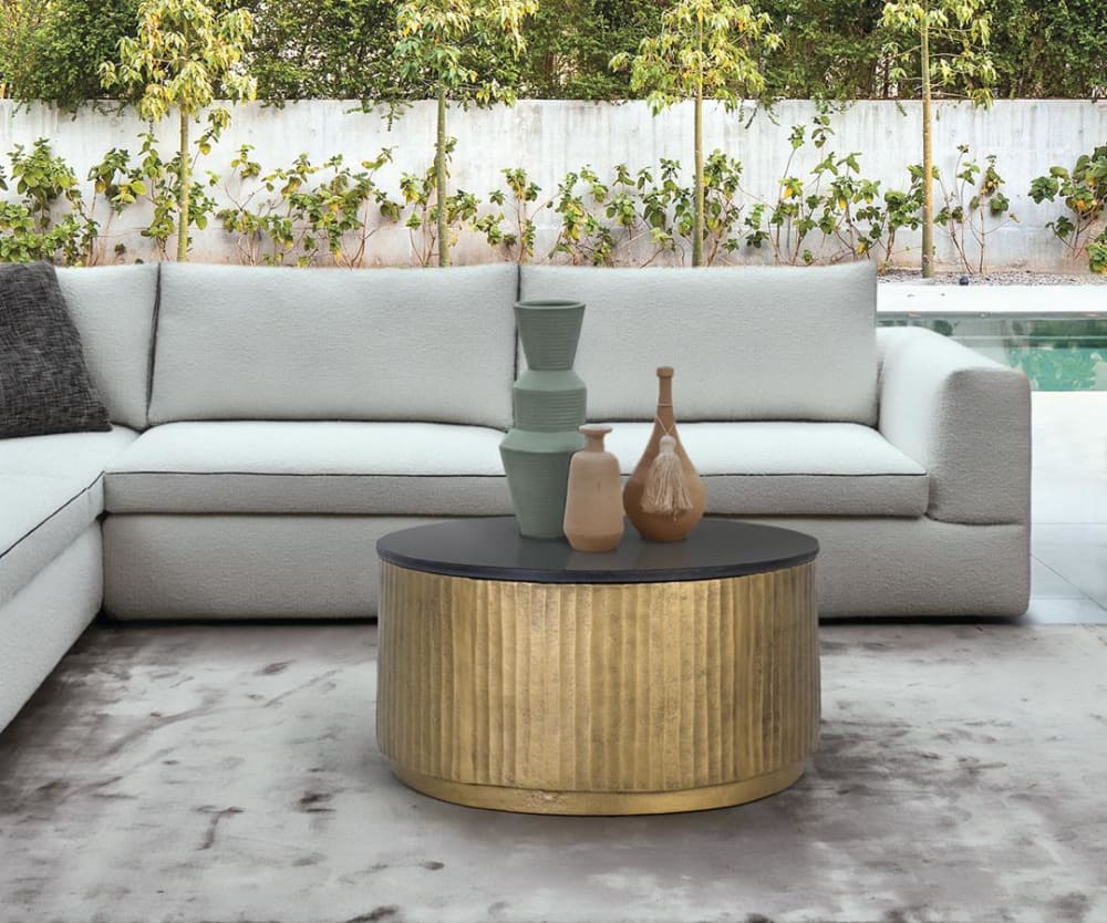 Table basse avec plateau en granit diamètre 80cm